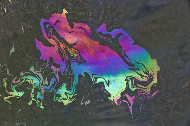Abstract design made by Oil Slick from the USS Arizona, Pearl Harbor, Oahu