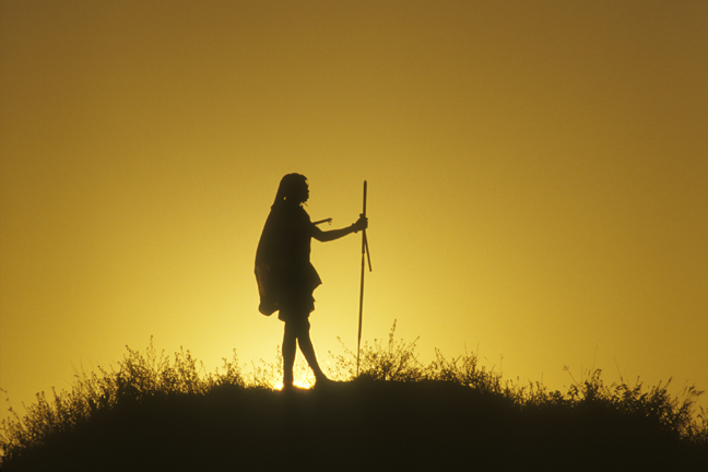 Masai Herder at sunrise, Masai Mara Game Reserve