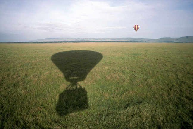 Hot air balloon shadow, Masai Mara Game Reserve, Kenya