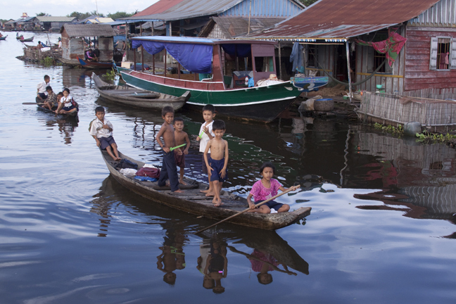 Paddling Home from School, Tonle Sap Floating Village 